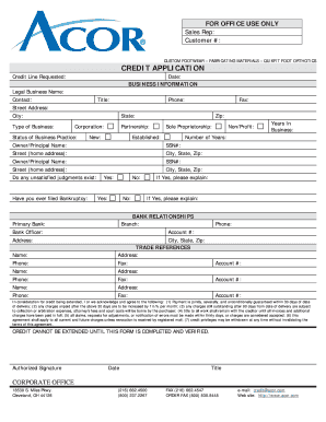 Credit Application for Custom Footwear Business