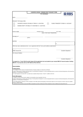 Cashier's Cheque / Demand Draft Request Form