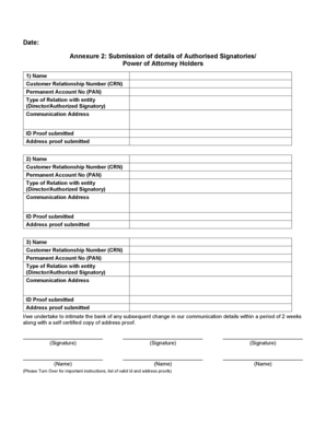 Authorized Signatory Details Submission Form