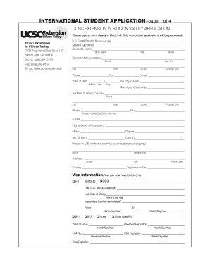 UCSC Extension International Student Application Form