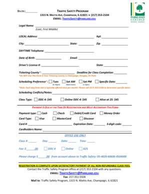 Traffic Safety Program Registration Form