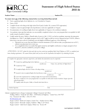 Statement of High School Status
