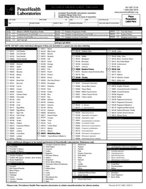 Allergy Order Form - Oregon