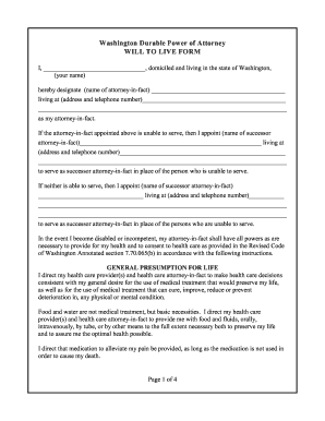Washington Durable Power of Attorney
