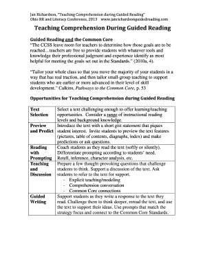 Fillable Online readingrecovery Jan Richardson, Teaching Comprehension ...