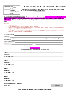 Rite of Election and Call to Continuing Conversion Form