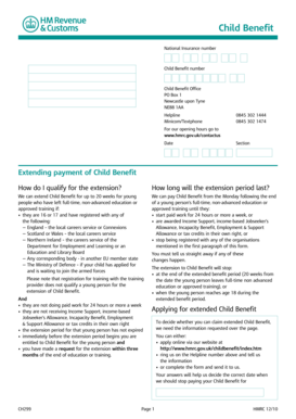Child Benefit Extension Application