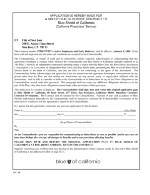 Group Health Service Contract Application