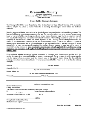 Owner Builder Disclosure Statement