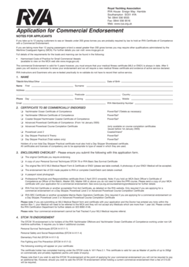 RYA Commercial Endorsement Application