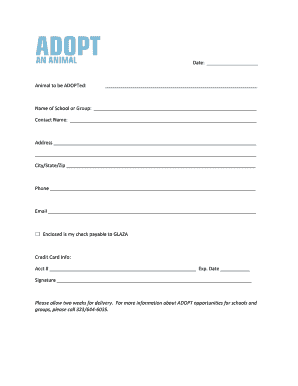 School Animal Adoption Form