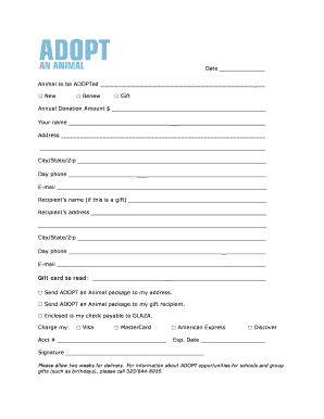 Animal Adoption Donation Form