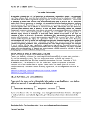 Concussion Information and Reporting Form