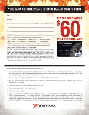 Yokohama Autumn Escape Mail-In Rebate Form