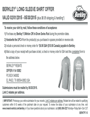 Berkley Long Sleeve Shirt Rebate Form