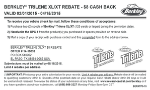 Berkley Trilene XL/XT Rebate Form