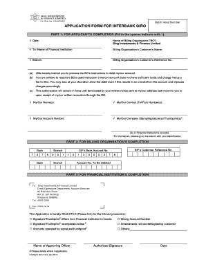 Interbank Giro Application Form