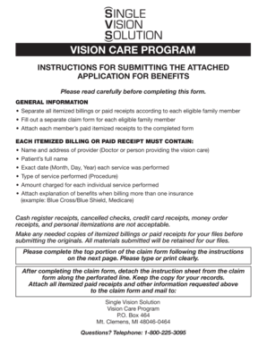 Vision Care Benefits Application Form