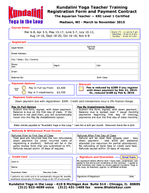 Kundalini Yoga Teacher Training Registration Form