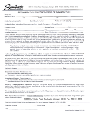 Authorization for Disclosure of Employment Information