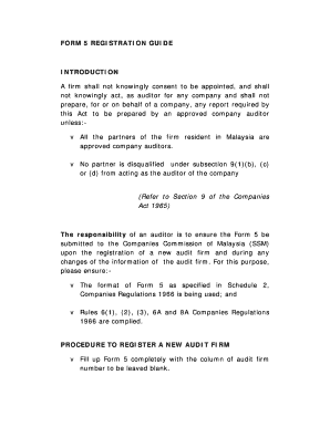 FORM 5 REGISTRATION GUIDE INTRODUCTION - SSM - ssm com