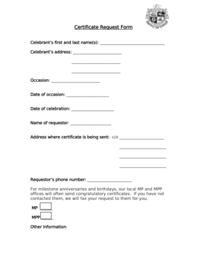 Certificate Request Form