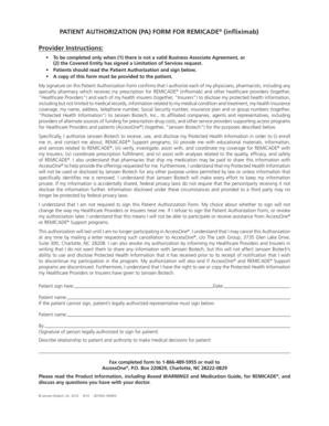 Patient Authorization Form for Remicade