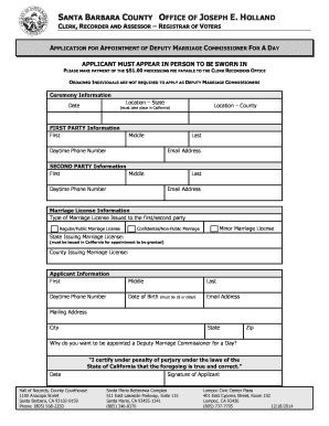 California Deputy Marriage Commissioner Application