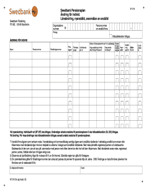 Swedbank Pension Plan Change Form