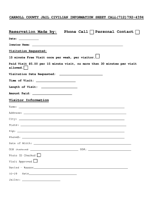 Carroll County Jail Visitation Request Form