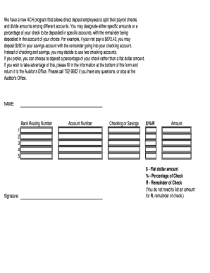 ACH Payroll Direct Deposit Authorization Form