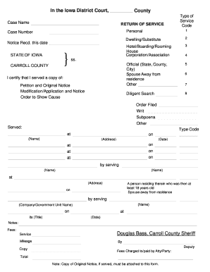 Iowa Return of Service Form
