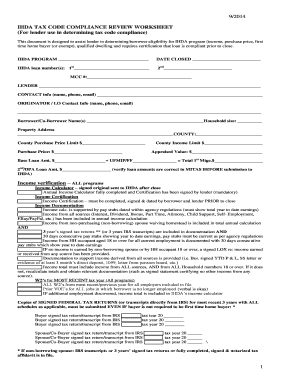 IHDA Tax Code Compliance Review Worksheet