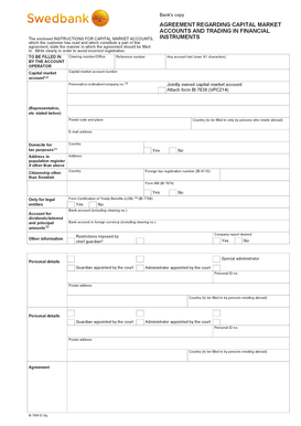 Swedbank Capital Market Account Agreement
