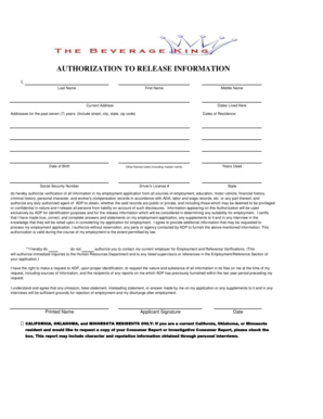Authorization to Release Information