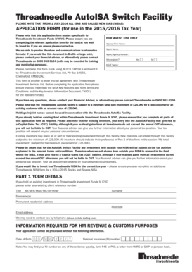 Threadneedle AutoISA Switch Facility Application Form