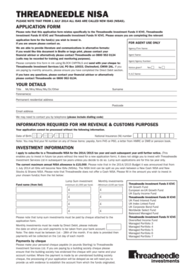 Threadneedle NISA Application Form