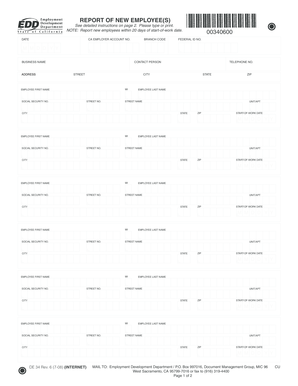 California New Employee Report Form