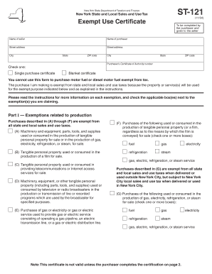 New York State Exempt Use Certificate