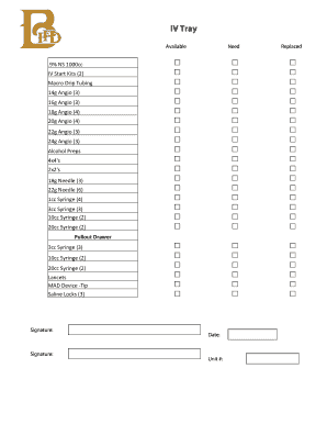 IV Start Kit Checklist