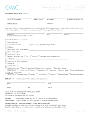OMC Referral and Authorization Form
