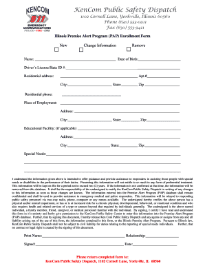 Illinois Premise Alert Program Enrollment Form