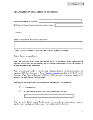 Doctoral Thesis Declaration Form