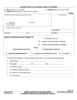 Order on Petition for Settlement of Account