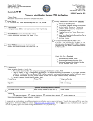 South Dakota Substitute W-9 Form