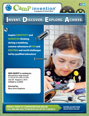Camp Invention Geo-Quest Registration Form