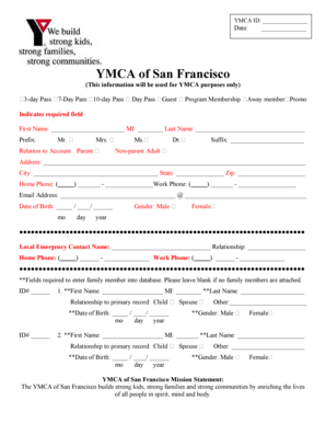 YMCA of San Francisco Membership Application