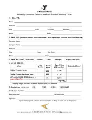 Wine Order Form