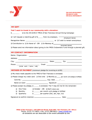 YMCA of San Francisco Donation Form