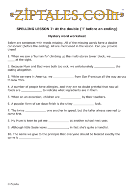 Spelling Lesson 7 Worksheet